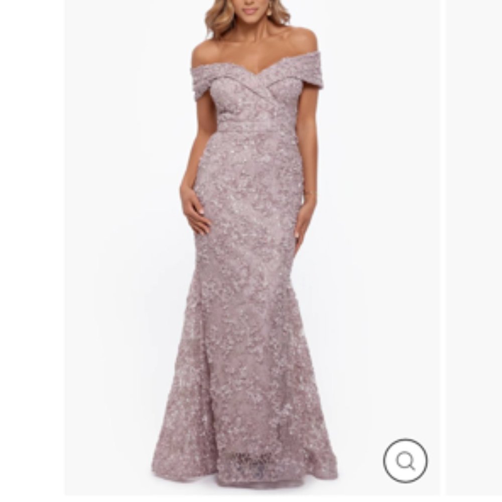 XSCAPE Jill Off-the-Shoulder Long Formal Dress